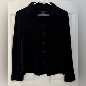 Majestic Filatures French/Soft Touch Deluxe Long Sleeve Button Up, Black, 2